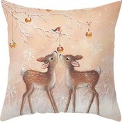 Resim Symbee Noel Dijital Baskılı Şeftali Kadife Yastık Kılıfı - 45x45cm Yastık Hariç Çok Renkli 
