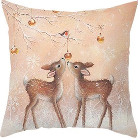 Resim Symbee Noel Dijital Baskılı Şeftali Kadife Yastık Kılıfı - 45x45cm Yastık Hariç Çok Renkli 