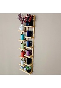 Resim Ahşap Dekoratif 10 Raflı Kupalık Kahve Fincanı Ve Bardak Standı 