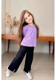 Resim Koçak Kids Fiyonk Ve Yırtmaç Detaylı Kız Çocuk 2li Takım Lila 