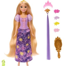 Resim Hype Store Mattel Işıklı Saçlarıyla 'nin Karmakarışık Filminden Ilham Alan Mattel Prensesi Rapunzel Bebek, 4 Parlayan Ayrıntı, Pascal Figürü ve 7 Saç Şekillendirme Aksesuarı, JHL46 