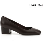 Resim GÖNDERİ(R) Kadın / Kız Kahve Antik Kısa Kalın Topuklu Hakiki Deri Ayakkabı 