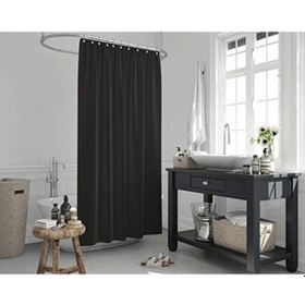 Resim Siyah Banyo Perdesi - 180x200 Cm Tek Kanat Banyo Perdesi - Su Geçirmez Küvet Perdesi - Yıkanabilir Polyester Kumaş Duşakabin Perdesi - Banyo Duş Perdesi Siyah 