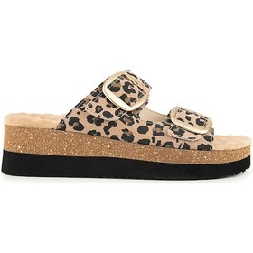 Resim Muya Pantai Anatomik Taban Topuk Dikeni Kadın Terlik Leopar 