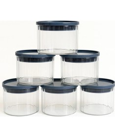 Resim Özgün Ev Borosilikat Cizgili Cam Kahvaltılık Seti - Sızdırmaz Silikonlu Plastik Kapak - 90 x 70 mm (X6)Özgün Ev 
