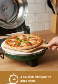 Resim Dr.Maya Çok Amaçlı Taş Fırın | Pizza, Lahmacun, Ekmek ve Tandır Yapma Makinesi – 31 cm Doğal Taş Yeşil 