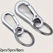 Resim 2/5/8 Parça Dayanıklı Metal Anahtarlık Seti - Klipsli ve Saklama Çantası ile Vintage Siyah Çinko Alaşım, Erkekler için Örgüsüz Moda Aksesuar 