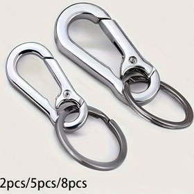 Resim 2/5/8 Parça Dayanıklı Metal Anahtarlık Seti - Klipsli ve Saklama Çantası ile Vintage Siyah Çinko Alaşım, Erkekler için Örgüsüz Moda Aksesuar 