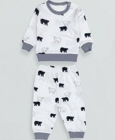 Resim Breeze Erkek Bebek Desenli Pamuklu Pijama Takım-15341 Gri 