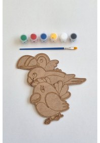 Resim Boya, Eğlen, Keşfet - Çocuklar İçin Eğitici Kanat Hayvanları 3 Adet Ahşap Boyama Seti 