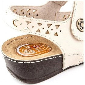 Resim Muya Naila Poli Hafif Taban İçi Hakiki Deri Jelli Cırtlı Kadın Sandalet Bej Bej 