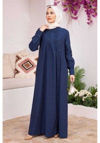 Resim Neways 6508-Yandan Düğmeli Ferace Lacivert 