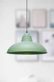 Resim Fer Avize Sidney Yeşil Büyük (32 CM ÇAP) Retro Rustik Model Modern Metal Tekli Sarkıt Cafe - Mutfak Avize Cafe 