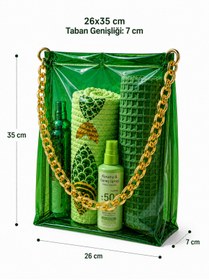 Resim Fulian LIME RUSH - Küçük Boy Transparan Plastik Zincir Askılı Plaj Çantası - Şeffaf Yazlık Omuz Çantası 