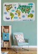 Resim Eğitici Dünya Haritası Dünya Atlası Çocuk Ve Bebek Odası Duvar Sticker -60x105-3807 Renkli 
