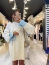Resim Ekru Bebe Mavi Kolları Gömlek Detaylı Kazak 