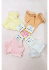 Resim Kıpırık Baby 2 Çift Kız Çocuk Beyaz Fistolu Detaylı Soket Çorap-1101 Beyaz 