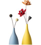 Resim Vkemall Hc064-ab02 Seramik Vazo: Kuzey Avrupa Macaron Desenli, Kuru/yaş Çiçek İçin, Ev Dekoru, Frosted Dokulu, Dayanıklı Ev 