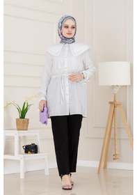 Resim Sevitli Çift Yaka Dantelli Tunik-beyaz-4984 Beyaz 