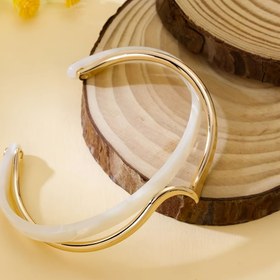 Resim Elegant Lüks Açık Bileklik, Geometrik Tasarım, Reçine Kaplama, Alaşım Malzeme, Günlük ve Parti Giyim için Çok Yönlü, Tüm Mevsim Aksesuar 
