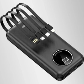 Resim Phixi 5in1 Dahili Kablolu Powerbank 5 Çıkışlı LCD Ekran 20.000MAH Taşınabilir Şarj Aleti Slım 