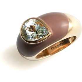 Resim Pear Aquamarine Enamel Ring - 16 