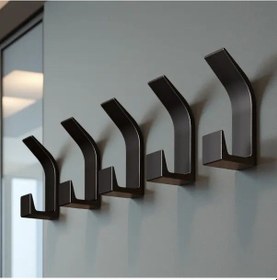 Resim Lumaworld 5li Siyah Delmeksiz Askı Kancaları - Güçlü Tutuş Ev Ofis Ceket Havlu Diğer 