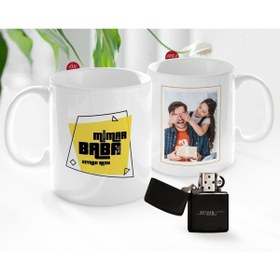 Resim Bk Gift Kişiye Özel Babalar Günü Hediyesi Fotoğraflı Kupa Bardak Ve Benzinli Çakmak Seti-66 