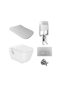 Resim Turkuaz Cerastyle Aqua Rimless Kanalsız Asma Klozet ve Gömme Rezervuar Tam Set 