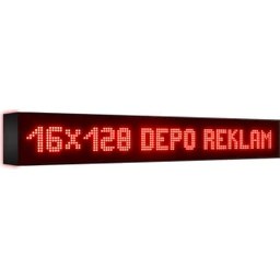 Resim Depo Tabela Reklam Kırmızı Kayan Yazı LED Tabela 16 x 128 cm Çift Taraflı Reklam Tabela 