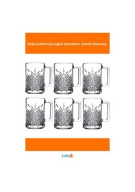 Resim 6'lı Kulplu Şık Kristal Meşrubat Bardağı Seti Çok Renkli 