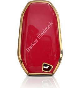 Resim Opel Astra Corsa Mokka Grandland Vivaro Crossland Combo Anahtar Koruma Kılıfı Kırmızı Gold 