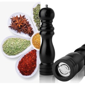 Resim Ebulduk Ahşap Baharat Tuz Öğütücü Değirmen Tuzluk Baharatlık 20 cm 