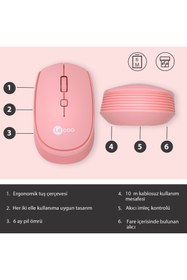 Resim Lecoo WS202 Turkuaz Kablosuz Mouse 