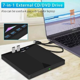 Resim Techtic 7in1 Harici Dvd-Rom USB 3.0 Hub Çoğaltıcı Tf Sd Kart Okuyucu Type C Kablolu DVD Player CD 