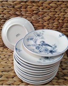 Resim Güral Porselen Kuş Model 19 Cm 12 Adet Pasta Tabak 