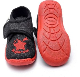 Resim Fi̇rst Step Siyah Super Star Nakışlı Çocuk Panduf F-711 