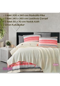 Resim Valeria Tassel Krem Renkli Çift Kişilik Püsküllü Pike Takımı 