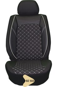 Resim K-Design ELİT JAKAR YASTIKLI KOLTUK KILIFI SERİSİ SİYAH-BEYAZ BZ503 