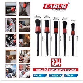 Resim Carub Car Accessories Araç İçi Temizleme Fırçası Detaylı 5 Li Fırça Seti 