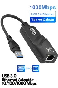 Resim Yüksek Hızlı İnternet Kablosuz Usb 3.0/3.1 Gigabit Ethernet Adapter 10/100/1000mbps Network Lan Converter For Laptop /pc & Mac Uyumlu 001 