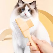 Resim LONGKING Kendi Kendini Temizleyen Kedi & Köpek Tüy Fırçası - Paslanmaz Çelik Kıllar, Uzun/Kısa Tüylü Kediler ve Köpekler İçin Manuel Fırça - Kaymaz Tutma Yeri, Kolay Temizlik, Sarı Bakım Aracı, Ergonomik Sap Tasarımı, Sağlam Yapı, Kısa Tüylü Evcil Hayvanlar için Tüy Dökme ve Tarama Fırçası 