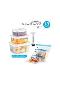 Resim Vienev Vacuumfresh 13 Parça VakuMLu Gıda Saklama Ve VakuMLu Poşet Seti Beyaz 