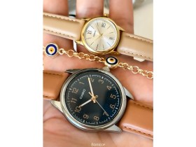 Resim Casio Marka Kahverengi Deri Kordon, Takvimli Sevgili Çift Kol Saatleri + Bileklik 