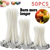 Resim 50 adet Mum Fitili 2.6/9/10/15/20cm Çekirdek El Yapımı Mum Yapımı İçin Ön Yağlı Fitiller 