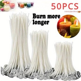Resim 50 adet Mum Fitili 2.6/9/10/15/20cm Çekirdek El Yapımı Mum Yapımı İçin Ön Yağlı Fitiller 