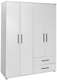 Resim White 4 Kapaklı 2 Çekmeceli Gardırop-mat Beyaz 137x187x52 Cm Gxyxd 