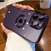 Resim Kupa Apple Iphone 14 Pro Max Uyumlu Kılıf Kamera Lens Korumalı Orta Logo Gösterir Halkalı Şeffaf Kapak 