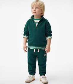 Resim Erkek Bebek Pamuklu Uzun Kollu Yarım Fermuarlı Dik Yaka Sweatshirt 
