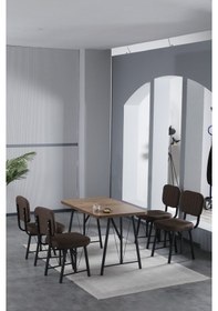 Resim Mygusi Hayat 4 Sandalyeli Yemek Masası Amalfi Ceviz Kahve 